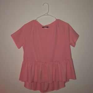 Light pink high low ruffled top